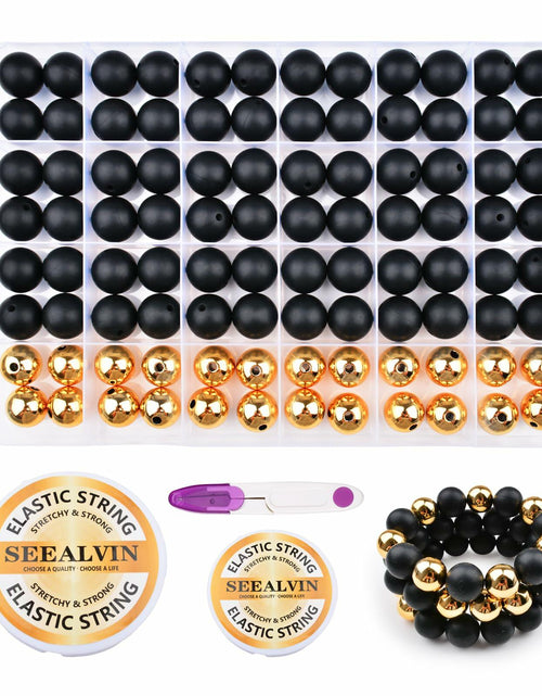 Load image into Gallery viewer, 96PCS 15mm Silicone Beads Kit, 2 Colors Round Rubber Beads for DIY Crafts
