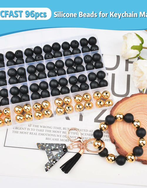 Load image into Gallery viewer, 96PCS 15mm Silicone Beads Kit, 2 Colors Round Rubber Beads for DIY Crafts
