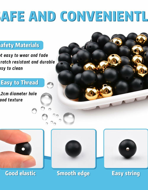 Load image into Gallery viewer, 96PCS 15mm Silicone Beads Kit, 2 Colors Round Rubber Beads for DIY Crafts
