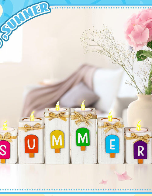 Load image into Gallery viewer, MiniInflat Summer Ice Cream Wooden Candlestick Set of 6 Colorful
