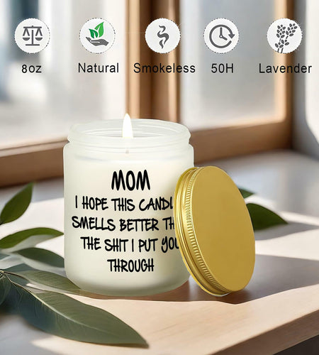 Unique Lavender Scented Soy Candle Gift for Mom from Daughter 7oz
