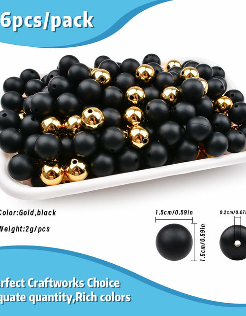 Load image into Gallery viewer, 96PCS 15mm Silicone Beads Kit, 2 Colors Round Rubber Beads for DIY Crafts
