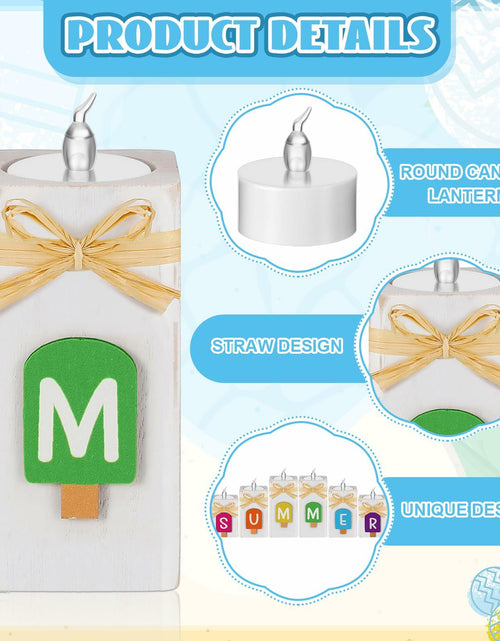 Load image into Gallery viewer, MiniInflat Summer Ice Cream Wooden Candlestick Set of 6 Colorful
