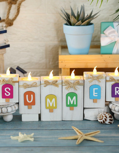 Load image into Gallery viewer, MiniInflat Summer Ice Cream Wooden Candlestick Set of 6 Colorful
