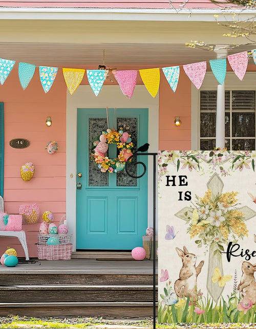 Load image into Gallery viewer, ZAEW Easter Watercolor Cross Bunny Garden Flag 12x18 Inch Double Sided
