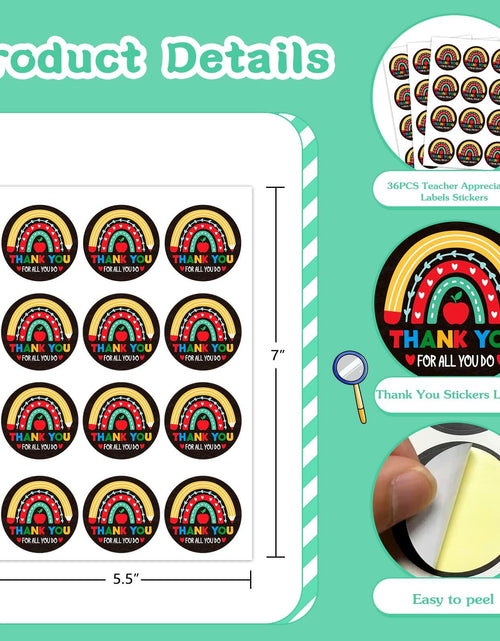 Load image into Gallery viewer, FLYAB Thank You Teacher Stickers 1.5" Apple Labels 36Pcs Gift Tags
