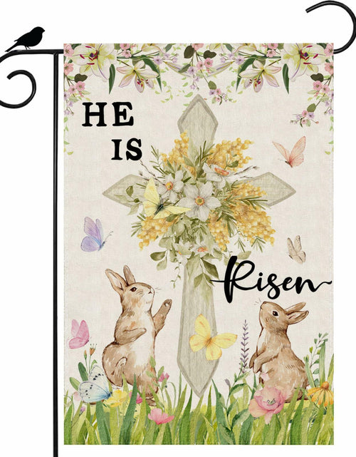 Load image into Gallery viewer, ZAEW Easter Watercolor Cross Bunny Garden Flag 12x18 Inch Double Sided
