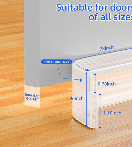 Under Door Draft Stopper Door Sweep Weather Stripping Seal Transparent 78in