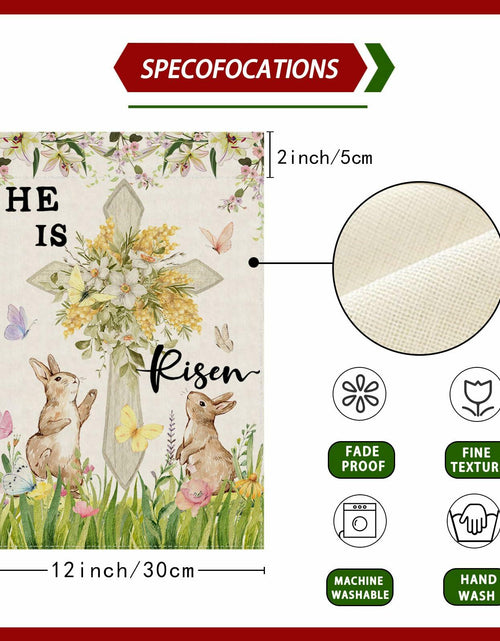 Load image into Gallery viewer, ZAEW Easter Watercolor Cross Bunny Garden Flag 12x18 Inch Double Sided
