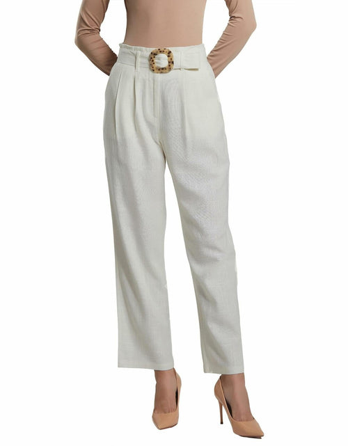 Load image into Gallery viewer, SANDY &amp; SID Womens Linen Crop High Rise Straight Pants White Size XL
