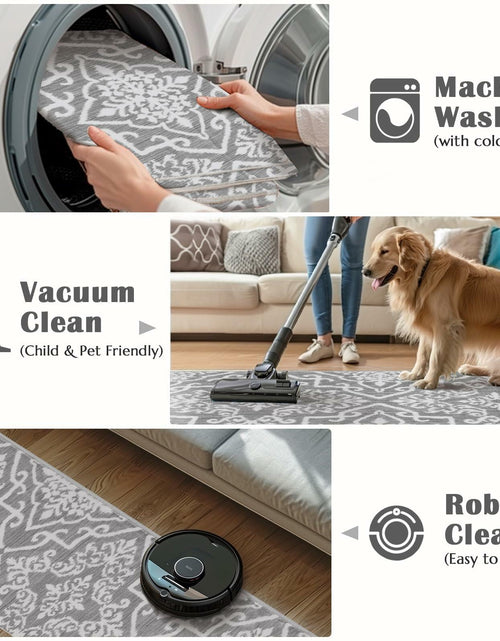 Load image into Gallery viewer, jinchan Area Rug 2x3 Moroccan Washable Non Slip Grey Floral Carpet
