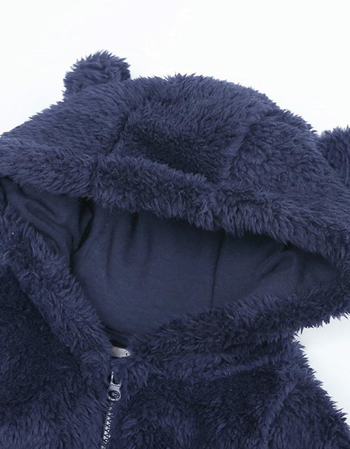 Load image into Gallery viewer, TAOHONG Baby Hooded Fleece Jumpsuit Snowsuit Bear Ear 3-6 months
