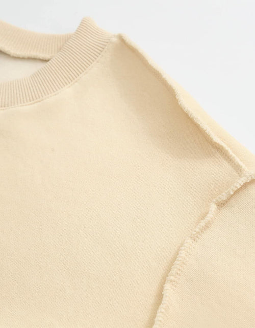 Load image into Gallery viewer, Amazhiyu Women Cropped Sweatshirt Long Sleeve Fleece Pullover Cornsilk Size L
