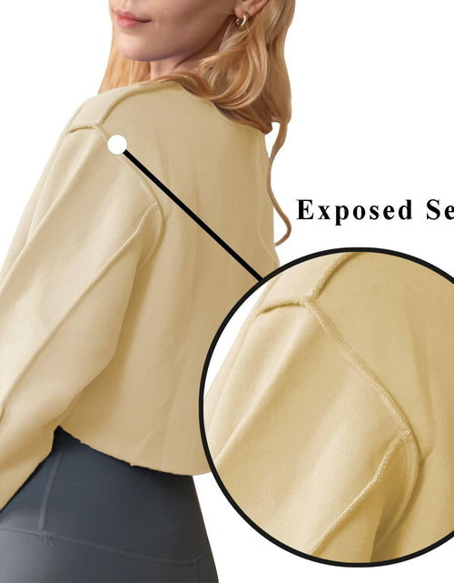 Load image into Gallery viewer, Amazhiyu Women Cropped Sweatshirt Long Sleeve Fleece Pullover Cornsilk Size L
