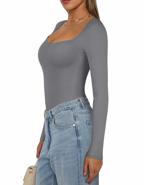 Load image into Gallery viewer, PINKMSTYLE Women's Double Lined V Neck Long Sleeve Shirt Black Size S
