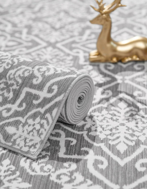 Load image into Gallery viewer, jinchan Area Rug 2x3 Moroccan Washable Non Slip Grey Floral Carpet

