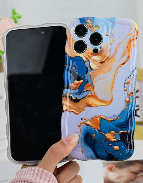 Load image into Gallery viewer, DORAFIN iPhone 15 Pro Case 6.1 Marble Glossy Shockproof TPU Blue/Gold
