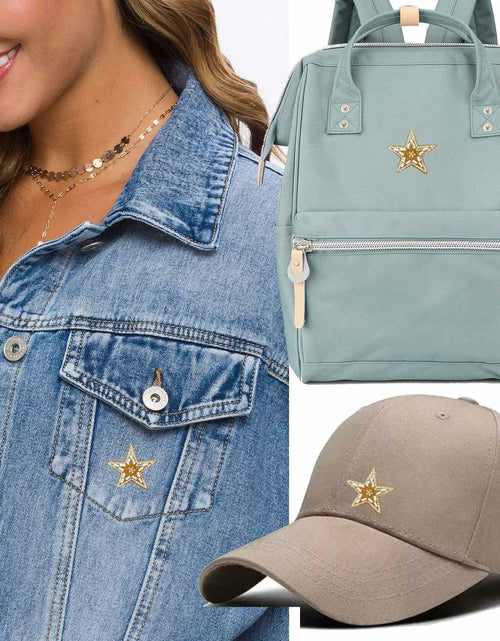 Load image into Gallery viewer, Gold Rhinestone Five-Pointed Star Iron On Patch 2pcs for Backpack Shoes Jeans
