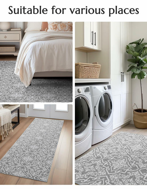 Load image into Gallery viewer, jinchan Area Rug 2x3 Moroccan Washable Non Slip Grey Floral Carpet
