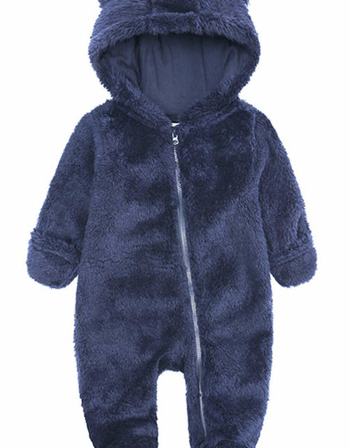 Load image into Gallery viewer, TAOHONG Baby Hooded Fleece Jumpsuit Snowsuit Bear Ear 3-6 months
