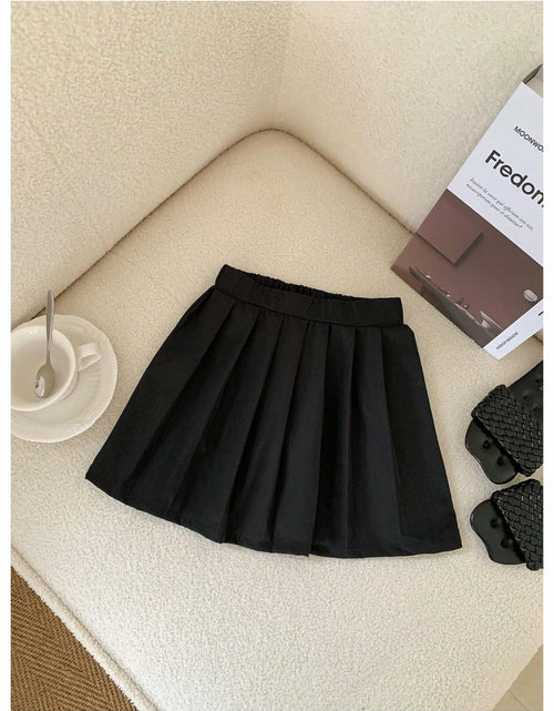 Load image into Gallery viewer, GORGLITTER Girl's 2PC Summer Outfit Bow Tie Crop Tank Pleated Skirt Black 4Y
