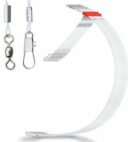 AIRKOUL 24PCS Nylon Fishing Leader Rigs with Swivels Snaps Beads