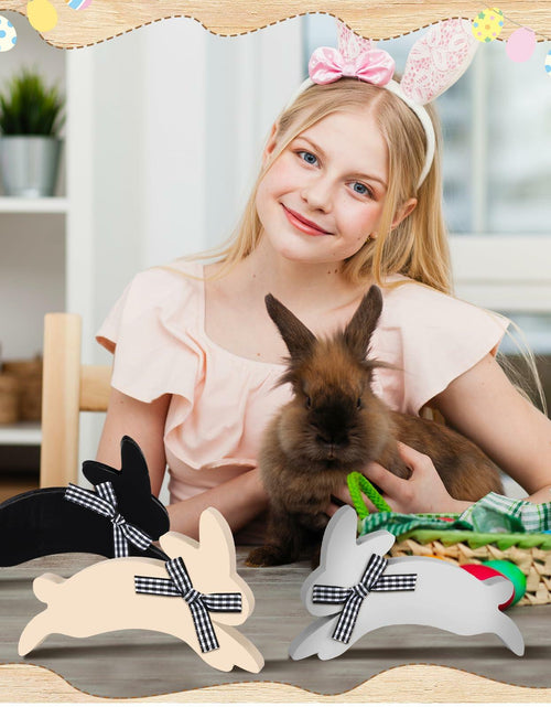 Load image into Gallery viewer, Yousoontic 3 Pcs Easter Bunny Wooden Decorations Rustic Table Decor
