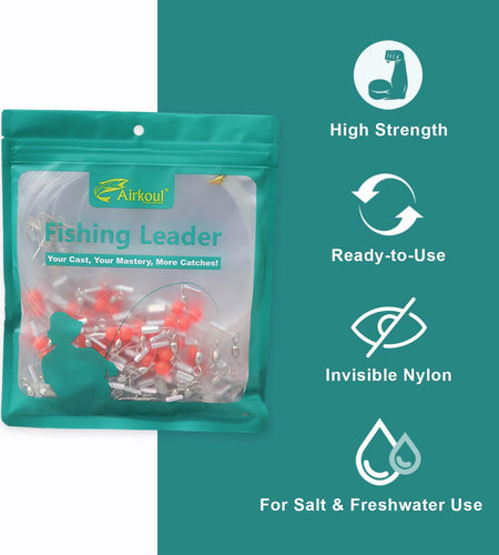 AIRKOUL 24PCS Nylon Fishing Leader Rigs with Swivels Snaps Beads