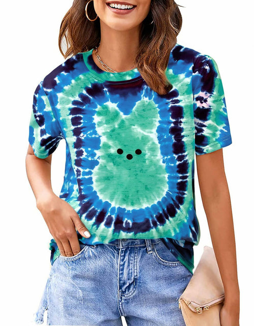 Load image into Gallery viewer, Happy Easter Women's Tie Dye Bunny Graphic T-Shirt Short Sleeve Size 5T
