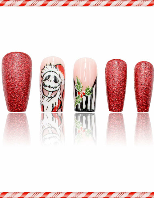 Load image into Gallery viewer, 24Pcs Christmas Press On Nails Medium Square Acrylic False Nails Xmas Design
