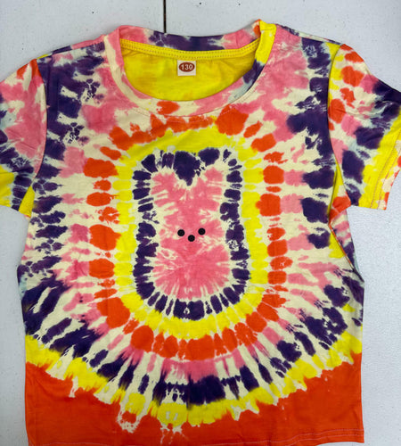 Happy Easter Women's Tie Dye Bunny Graphic T-Shirt Short Sleeve Size 5T