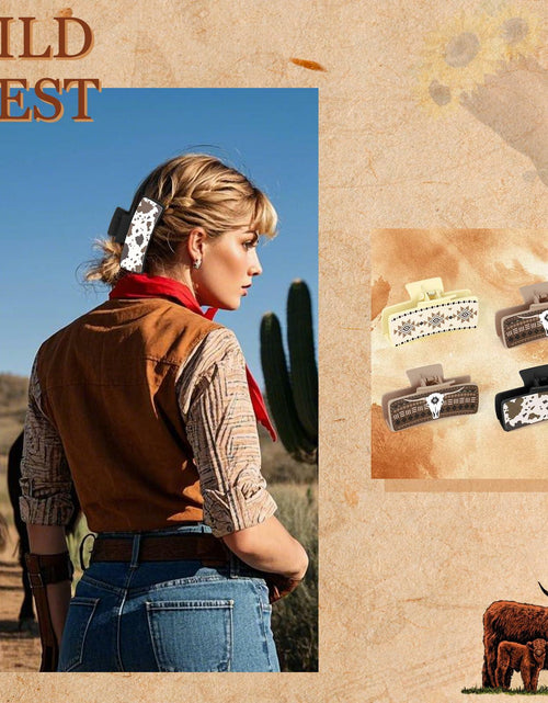Load image into Gallery viewer, YARIEW Large 4" Leather Western Hair Claw Clips Sunflower Floral Brown
