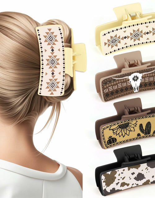 Load image into Gallery viewer, YARIEW Large 4" Leather Western Hair Claw Clips Sunflower Floral Brown
