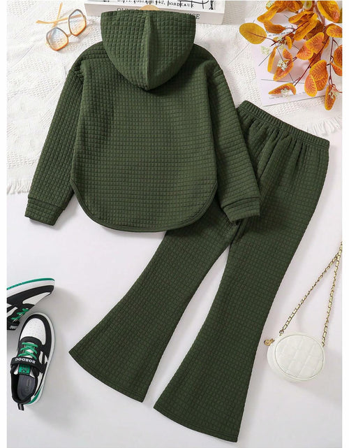 Load image into Gallery viewer, SOLY HUX Girl's Waffle Knit Hoodie Set 2PC Army Green Size 8Y

