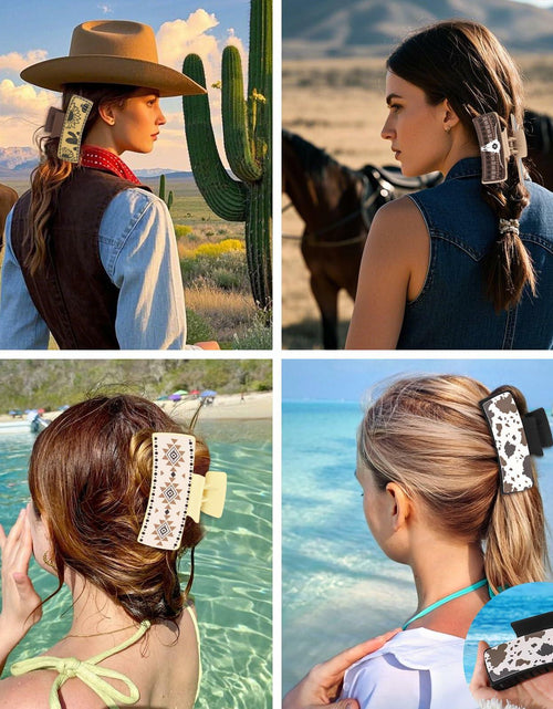 Load image into Gallery viewer, YARIEW Large 4" Leather Western Hair Claw Clips Sunflower Floral Brown
