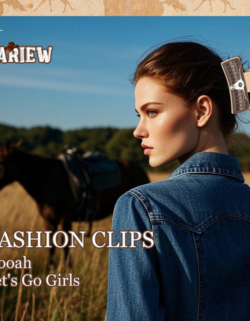 Load image into Gallery viewer, YARIEW Large 4" Leather Western Hair Claw Clips Sunflower Floral Brown

