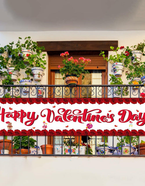 Load image into Gallery viewer, RGISHOP Valentine's Day Banner 9.8x1.6ft Rose Hearts Gnomes Decoration
