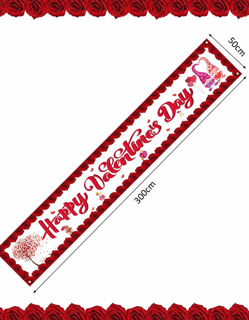 Load image into Gallery viewer, RGISHOP Valentine's Day Banner 9.8x1.6ft Rose Hearts Gnomes Decoration
