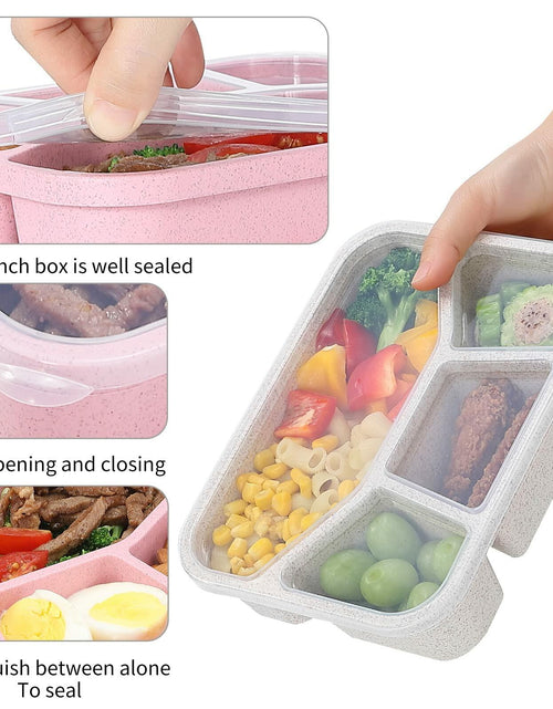 Load image into Gallery viewer, Buluker 4-Pack Bento Lunch Box Set 4-Compartment Microwave Safe
