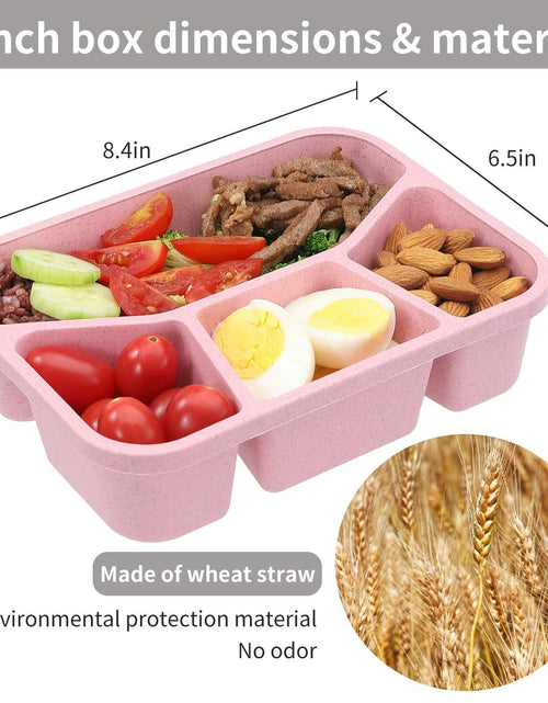 Load image into Gallery viewer, Buluker 4-Pack Bento Lunch Box Set 4-Compartment Microwave Safe
