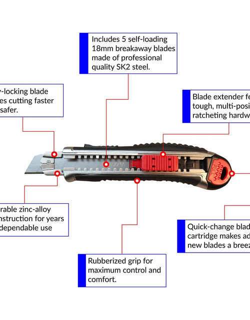 Load image into Gallery viewer, Smithline Utility Knife 18mm Retractable Razor Box Cutter SK2 Blades
