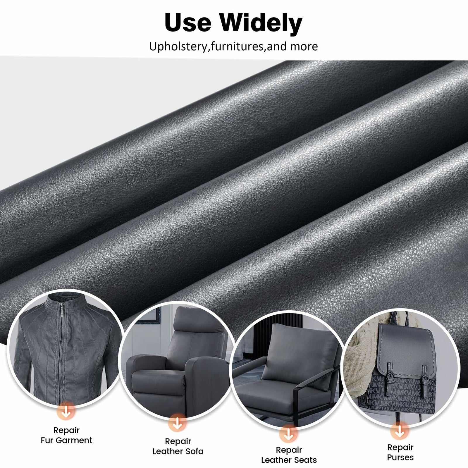 HUISUNO Leather Repair Patch for Furniture Couch Car Seats DeepGrey 20x30