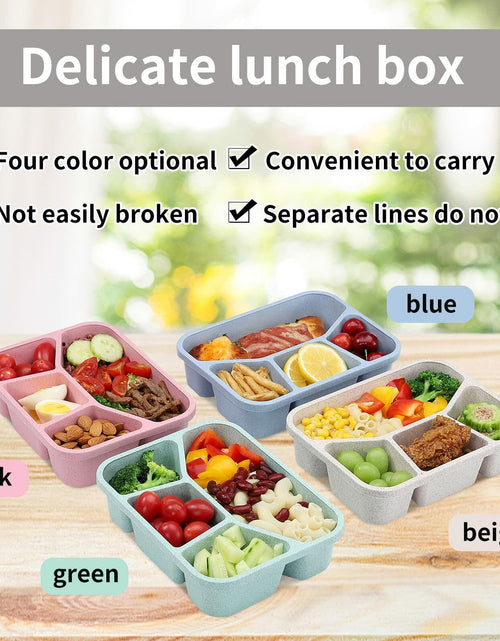 Load image into Gallery viewer, Buluker 4-Pack Bento Lunch Box Set 4-Compartment Microwave Safe
