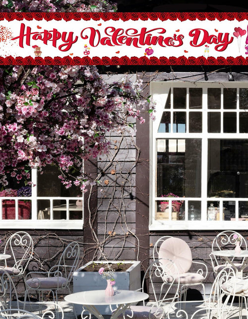 Load image into Gallery viewer, RGISHOP Valentine's Day Banner 9.8x1.6ft Rose Hearts Gnomes Decoration
