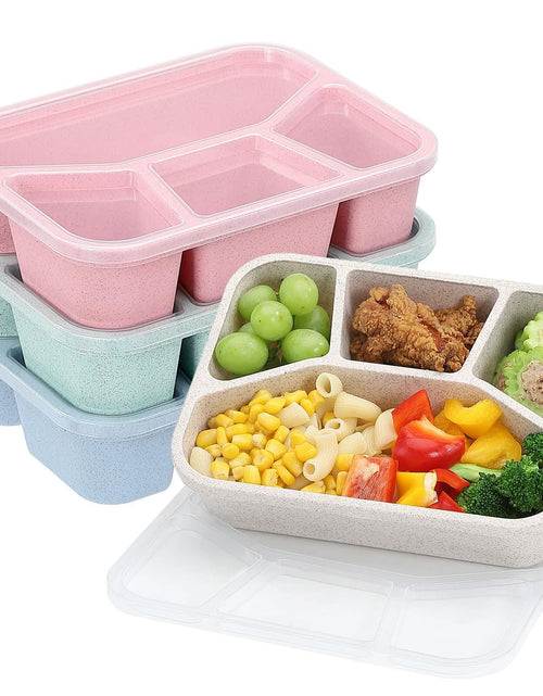 Load image into Gallery viewer, Buluker 4-Pack Bento Lunch Box Set 4-Compartment Microwave Safe
