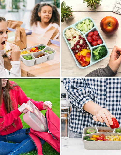 Load image into Gallery viewer, Buluker 4-Pack Bento Lunch Box Set 4-Compartment Microwave Safe
