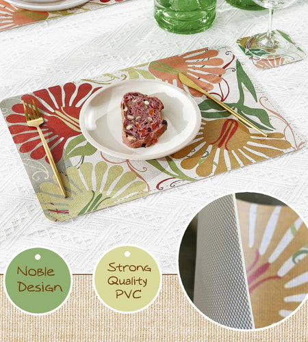 Casaido Faux Leather Placemats Set of 4 with Coasters 17x12 inches Dining Table