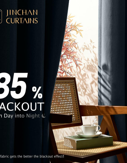 Load image into Gallery viewer, jinchan Blackout Thermal Insulated Faux Linen Curtain 90in Greige 1 Panel
