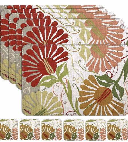 Casaido Faux Leather Placemats Set of 4 with Coasters 17x12 inches Dining Table