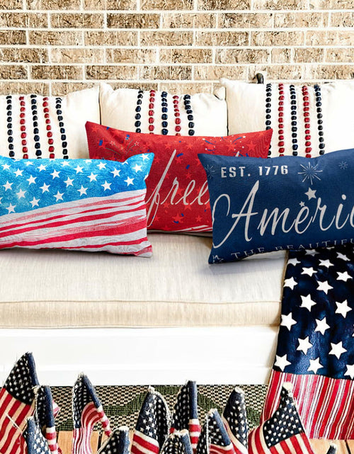 Load image into Gallery viewer, CHANGE MOORE 4th of July Patriotic Throw Pillow Cover 20x12 USA 1pcs
